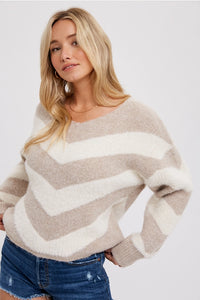 Chevron Fuzzy Sweater