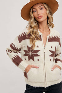 Snowflake Knit Sweater Jacket