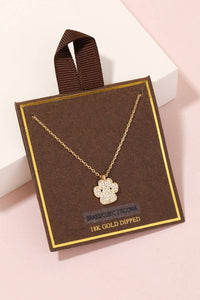 Gold Dipped Studded Paw Charm Necklace