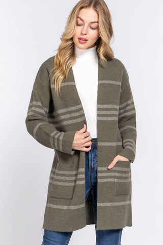 Dolman Stripe Open Sweater