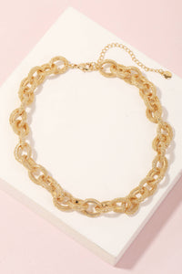 Textured Oval Chain Link Necklace