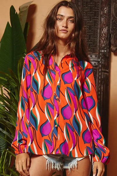 Love Color Abstract Button Down