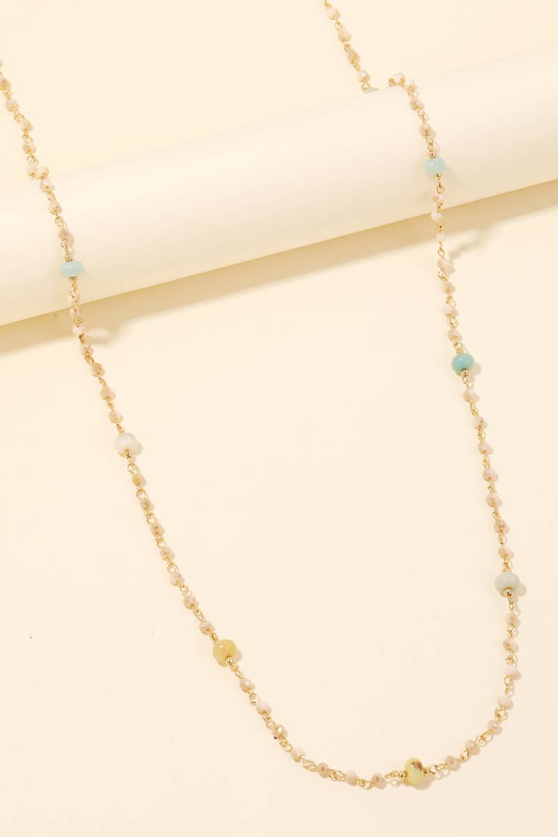 Mixed Beaded Chain Long Necklace