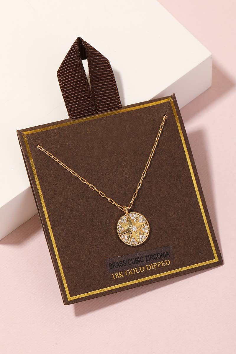 Gold Dipped North Star Coin Necklace
