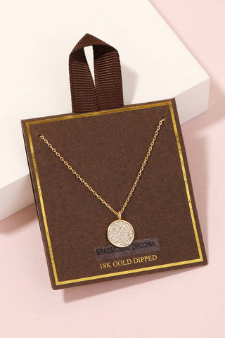 Gold Dipped Studded Coin Charm Necklace