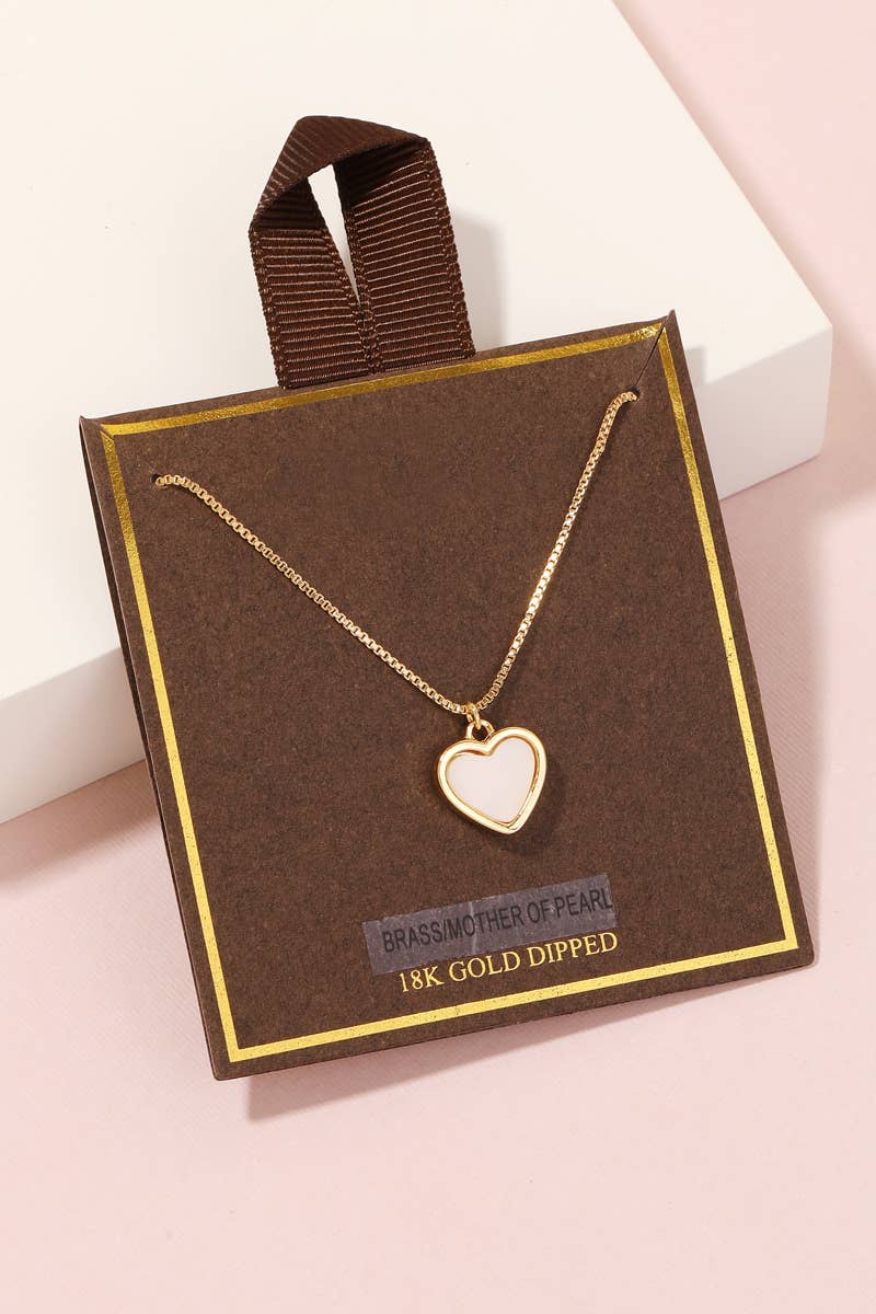 Gold Dipped Pearl Heart Pendant Necklace